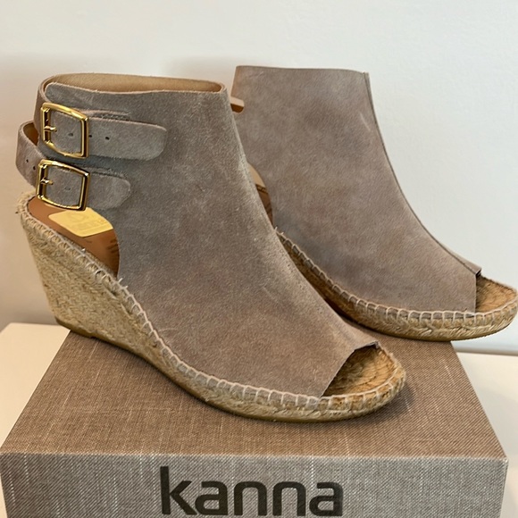 Kanna Suede and Jute Platform Sandals Tan Size 7.5 - Picture 1 of 5